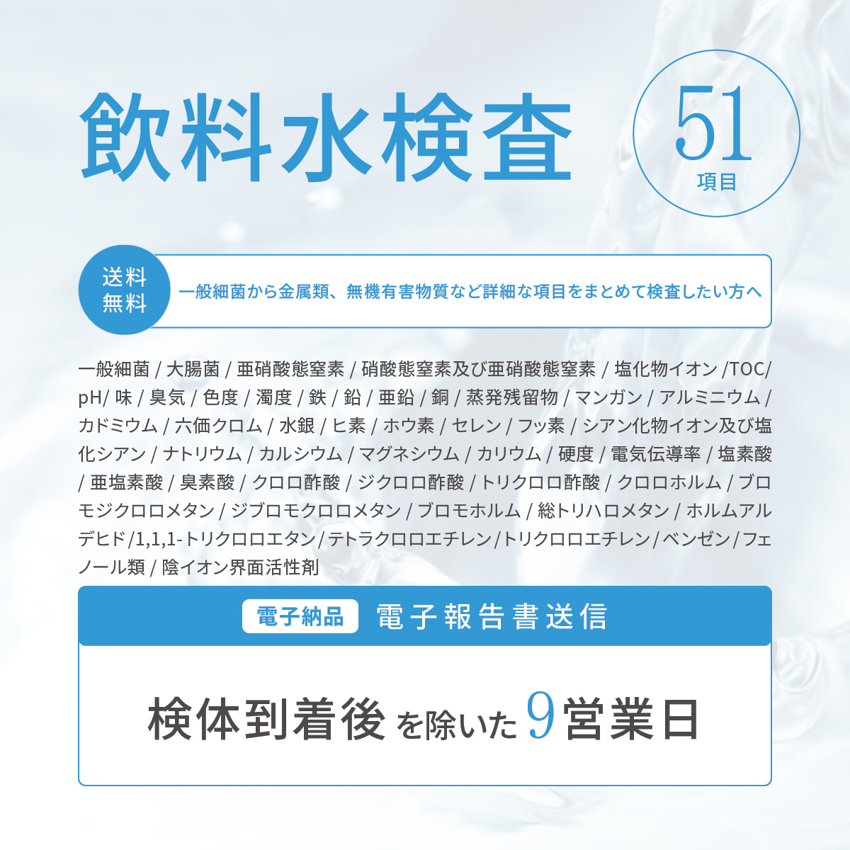 飲料水検査【51項目検査セット】